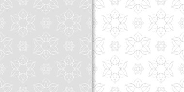 Işık gri çiçek süsler. Tekstil ve duvar kağıtları için dikişsiz desen seti