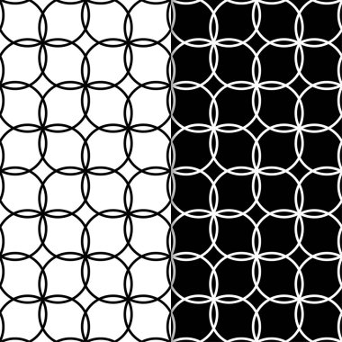 Siyah ve beyaz geometrik süsler. Web, Tekstil ve duvar kağıtları için dikişsiz desen seti