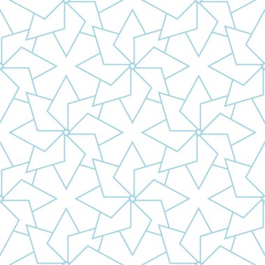 Beyaz ve mavi geometrik süsleme. Web, Tekstil ve duvar kağıtları için seamless modeli