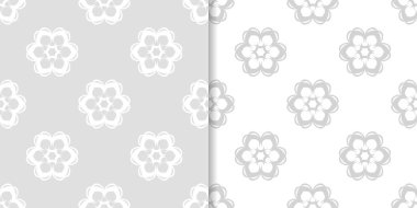 Çiçek arka ışık gri kümesi. Tekstil ve duvar kağıtları için dikişsiz desen