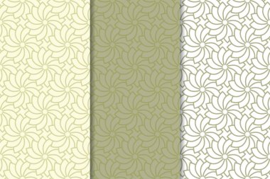 Zeytin yeşili çiçek arka planlar. Tekstil ve duvar kağıtları için dikişsiz desen seti