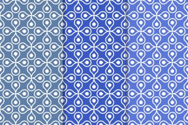 Mavi geometrik süsler. Web, Tekstil ve duvar kağıtları için dikey Dikişsiz desen seti