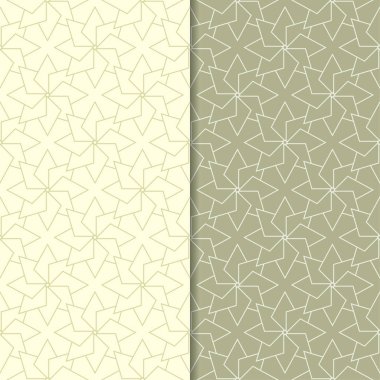 Zeytin yeşili geometrik süsler. Web, Tekstil ve duvar kağıtları için dikişsiz desen seti