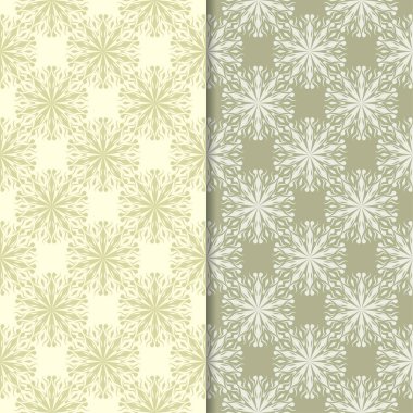 Zeytin yeşili çiçek arka planlar. Tekstil ve duvar kağıtları için dikişsiz desen seti