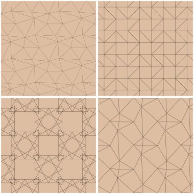 Geometrik desenler. Sorunsuz arka plan bej ve kahverengi kümesi. Vektör çizim.