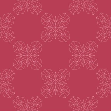 Kırmızı zemin üzerine çiçek süsleme. Tekstil ve duvar kağıtları için seamless modeli