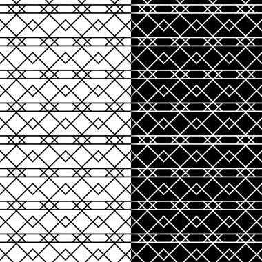 Siyah ve beyaz geometrik süsler. Web, Tekstil ve duvar kağıtları için dikişsiz desen seti