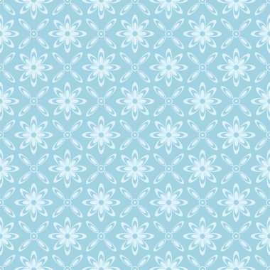 Beyaz ve mavi çiçek desenli. Tekstil ve duvar kağıtları için sorunsuz süsleme