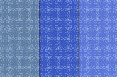Web, Tekstil ve duvar kağıtları için geometrik Dikişsiz desen mavi seti