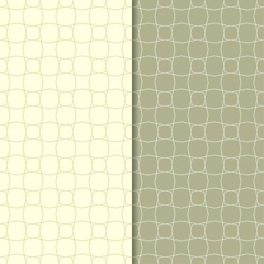 Zeytin yeşili geometrik süsler. Web, Tekstil ve duvar kağıtları için dikişsiz desen seti