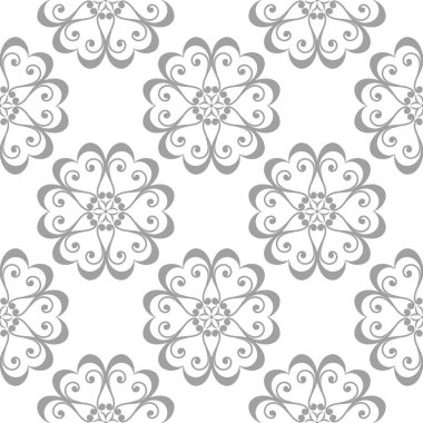 Beyaz arka plan üzerine açık gri çiçek tasarım. Tekstil ve duvar kağıtları için seamless modeli