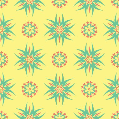 Çiçek seamless modeli. Arka plan duvar kağıtları, Tekstil ve kumaş için pembe ve yeşil çiçek öğeleri ile parlak renkli