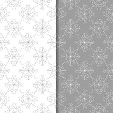 Beyaz ve gri çiçek arka planlar. Tekstil ve duvar kağıtları için dikişsiz desen seti