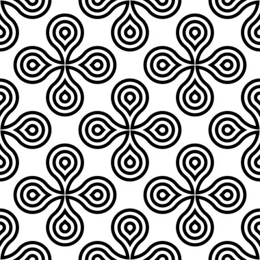 Beyaz ve siyah tek renkli geometrik yazdır. Web, Tekstil ve duvar kağıtları için seamless modeli