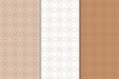 Web, Tekstil ve duvar kağıtları için geometrik Dikişsiz desen kahverengi ve beyaz set