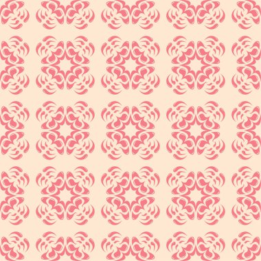 Bej renkli arka plan üzerinde kırmızı çiçek tasarım. Tekstil ve duvar kağıtları için seamless modeli