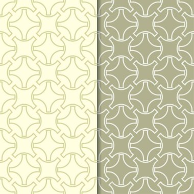 Zeytin yeşili geometrik süsler. Web, Tekstil ve duvar kağıtları için dikişsiz desen seti