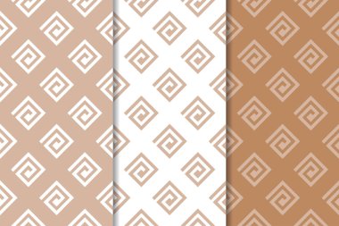Web, Tekstil ve duvar kağıtları için geometrik Dikişsiz desen kahverengi ve beyaz set
