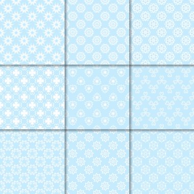 Çiçek mavi ve beyaz sorunsuz desenleri. Arka plan duvar kağıtları için çiçeğe elemanları ile.