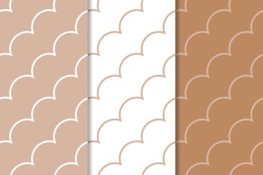 Kahverengi ve beyaz geometrik süsler. Web, Tekstil ve duvar kağıtları için dikişsiz desen seti