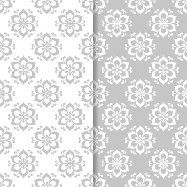 Çiçek gri ve beyaz seamless modeli. Çiçeğe öğeleri için duvar kağıdı arka plan