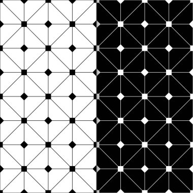 Siyah ve beyaz geometrik süsler. Web, Tekstil ve duvar kağıtları için dikişsiz desen seti
