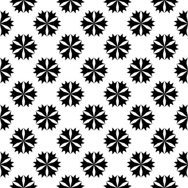 Beyaz arka planda siyah çiçek süsleme. Tekstil ve duvar kağıtları için seamless modeli