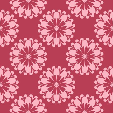 Kırmızı zemin üzerine çiçek süsleme. Tekstil ve duvar kağıtları için seamless modeli
