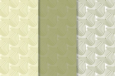 Zeytin yeşili ve beyaz geometrik süsler. Web, Tekstil ve duvar kağıtları için dikey Dikişsiz desen seti