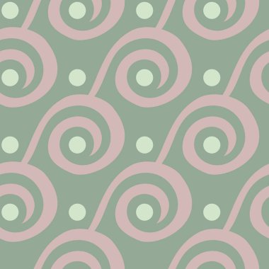 Duvar kağıtları ve Tekstil için pembe elemanları ile geometrik yeşil sorunsuz arka plan