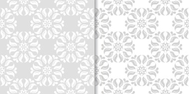 Işık gri çiçek arka planlar. Tekstil ve duvar kağıtları için dikişsiz desen seti