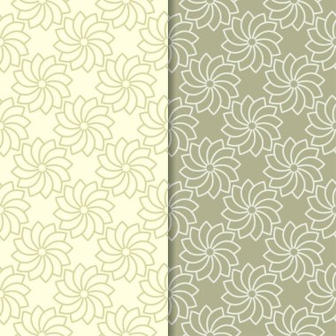 Zeytin yeşili çiçek arka planlar. Tekstil ve duvar kağıtları için dikişsiz desen seti
