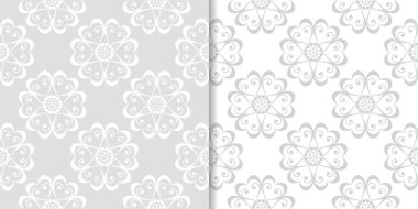 Işık gri çiçek süs tasarımlar. Tekstil ve duvar kağıtları için dikişsiz desen seti