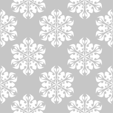 Gri ve beyaz çiçek süsleme. Tekstil ve duvar kağıtları için seamless modeli