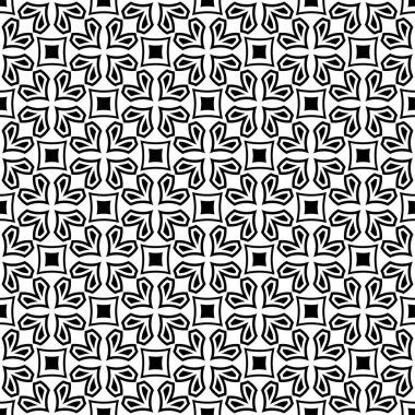 Beyaz arka planda siyah geometrik süsleme. Web, Tekstil ve duvar kağıtları için seamless modeli