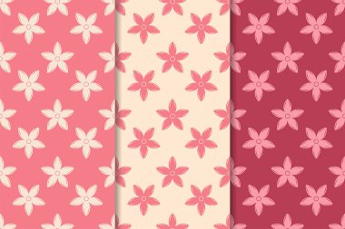 Kiraz kırmızı çiçekli süsler. Dikey Dikişsiz desen seti. Duvar kağıdı arka plan