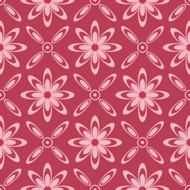 Kırmızı çiçek süsleme. Tekstil ve duvar kağıtları için seamless modeli