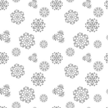 Işık gri çiçek süs tasarım beyaz. Tekstil ve duvar kağıtları için seamless modeli