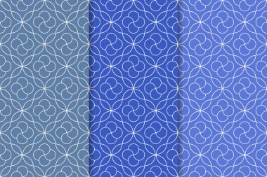 Geometrik süsler kümesi. Web, Tekstil ve duvar kağıtları için mavi dikey Dikişsiz desen