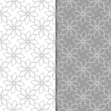 Gri ve beyaz geometrik süsler. Web, Tekstil ve duvar kağıtları için dikişsiz desen seti