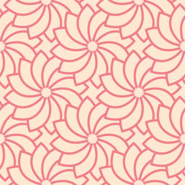 Bej renkli arka plan üzerinde kırmızı çiçekli süs. Tekstil ve duvar kağıtları için seamless modeli