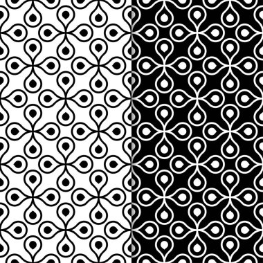 Siyah ve beyaz geometrik süsler. Web, Tekstil ve duvar kağıtları için dikişsiz desen seti