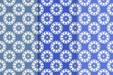 Çiçek süsler kümesi. Mavi dikey Dikişsiz desen. Duvar kağıdı arka plan