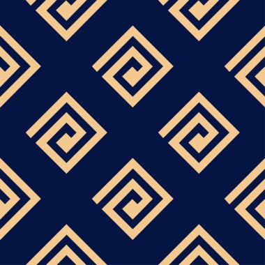 Koyu mavi zemin üzerine altın geometrik yazdır. Web, Tekstil ve duvar kağıtları için seamless modeli