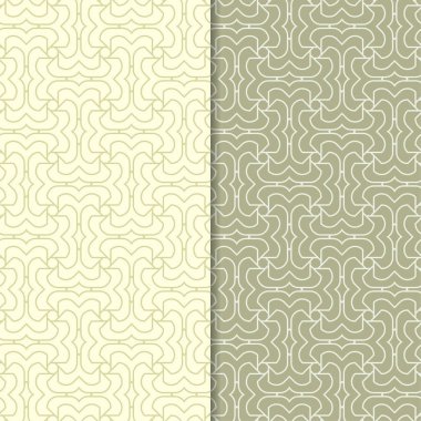 Zeytin yeşili geometrik süsler. Web, Tekstil ve duvar kağıtları için dikişsiz desen seti