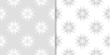 Işık gri çiçek süsler. Tekstil ve duvar kağıtları için dikişsiz desen seti