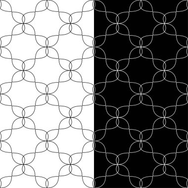 Siyah ve beyaz geometrik süsler. Web, Tekstil ve duvar kağıtları için dikişsiz desen seti