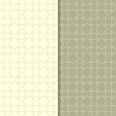Zeytin yeşili geometrik süsler. Web, Tekstil ve duvar kağıtları için dikişsiz desen seti
