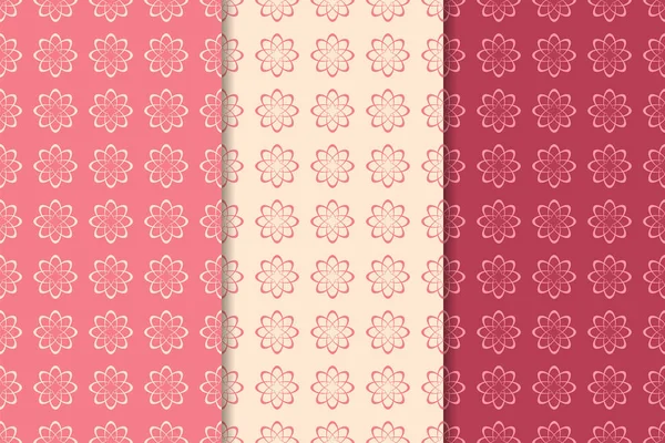 赤い花飾りのセット チェリー ピンク垂直シームレス パターン 壁紙の背景 — ストックベクタ