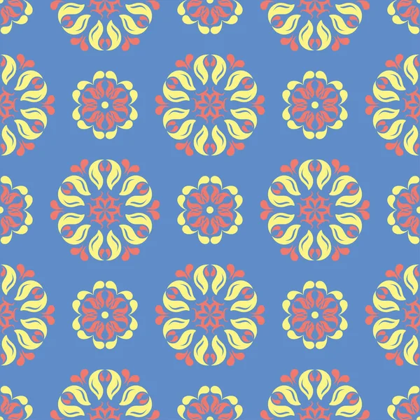 Florales Nahtloses Muster Blauer Hintergrund Mit Farbigen Blumenelementen Für Tapeten — Stockvektor